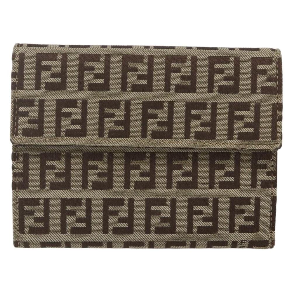 Fendi Zucchino Compact Wallet Beige